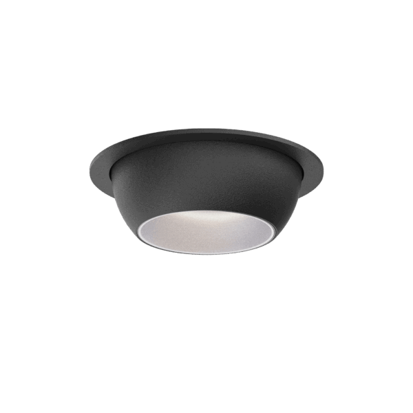 Black version of the Dea Eros S MU-in with chrome reflector, a recessed luminaire designed by Karizma Luce.