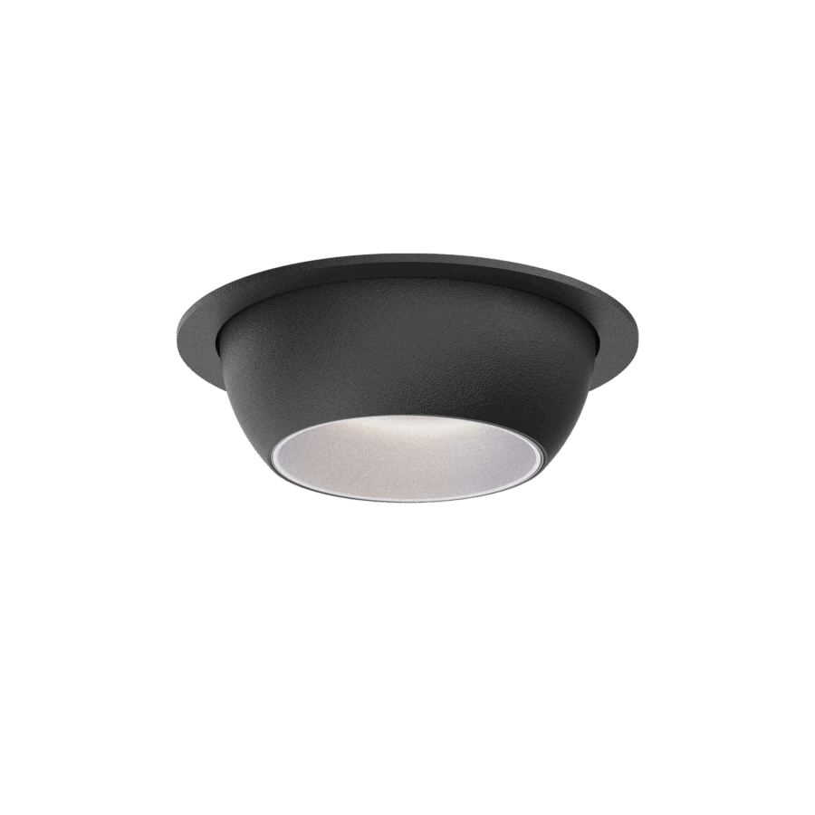 Black version of the Dea Eros S MU-in with chrome reflector, a recessed luminaire designed by Karizma Luce.