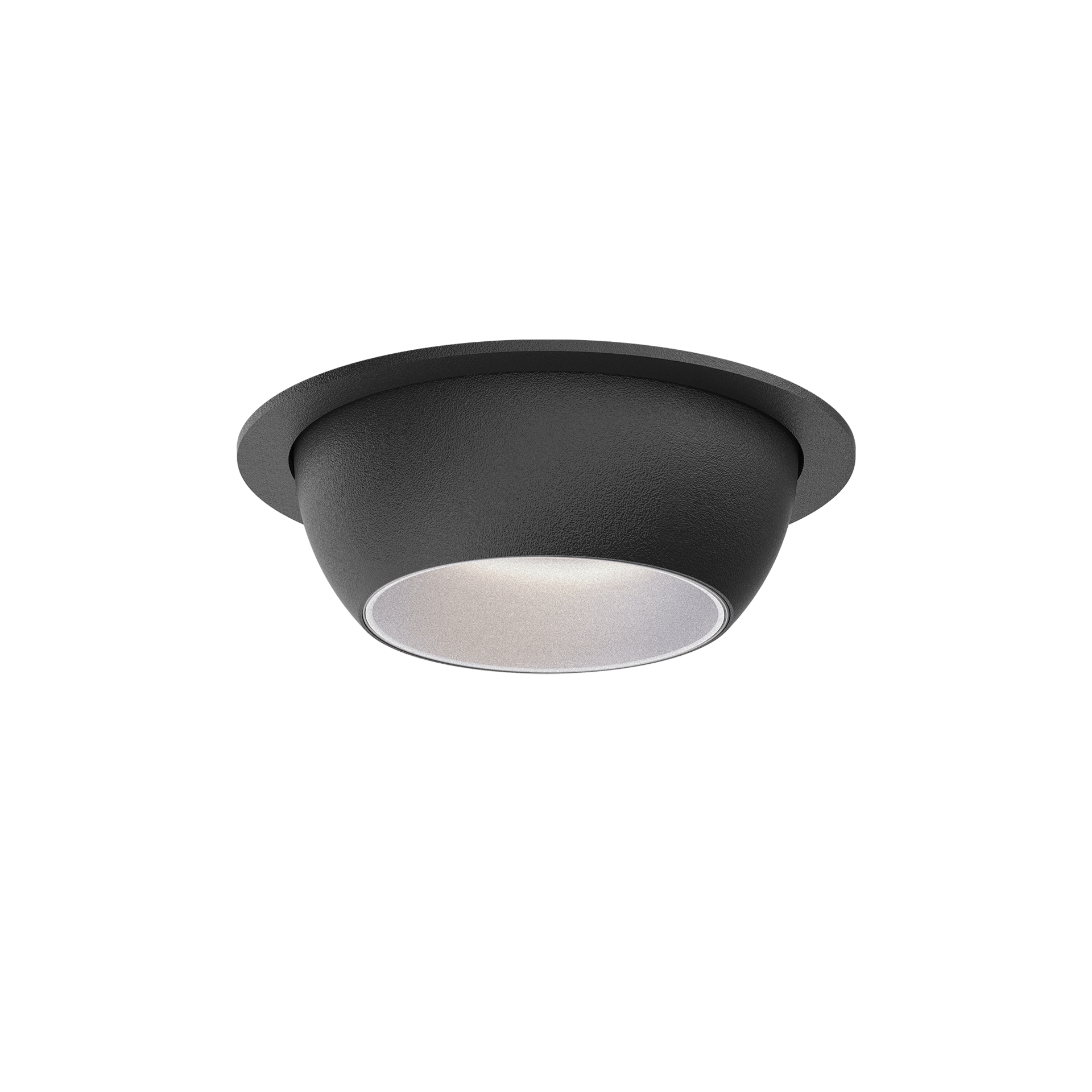 Black version of the Dea Eros S MU-in with chrome reflector, a recessed luminaire designed by Karizma Luce.