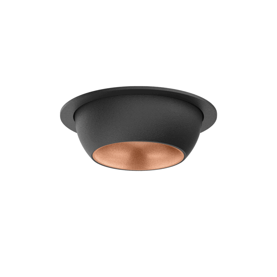 Black version of the Dea Eros S MU-in with copper reflector, a luminaire designed by Karizma Luce.