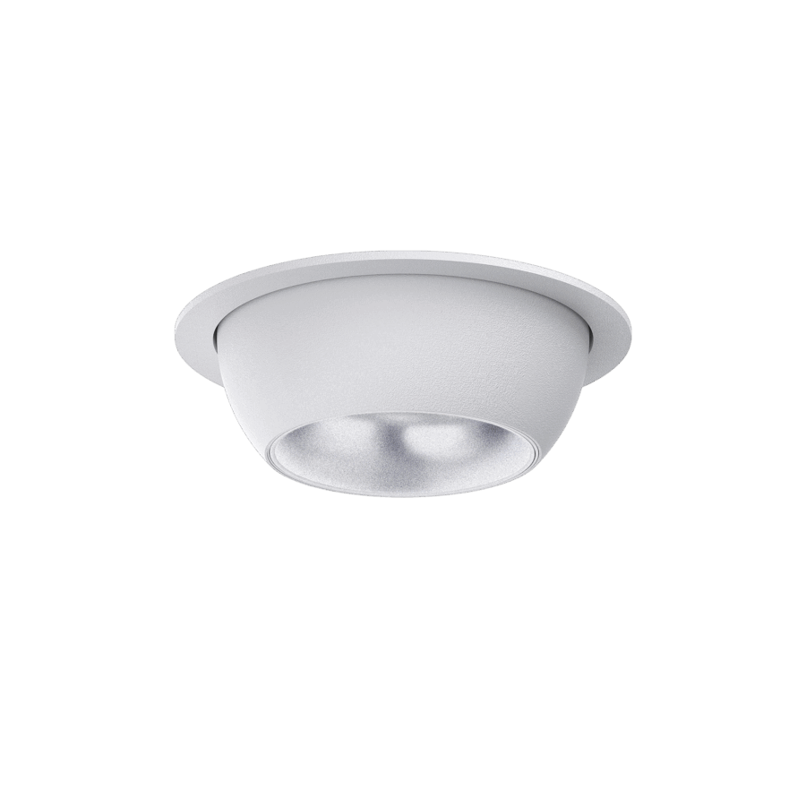 White version of the Dea Eros S MU-in with silver reflector, a recessed luminaire designed by Karizma Luce.
