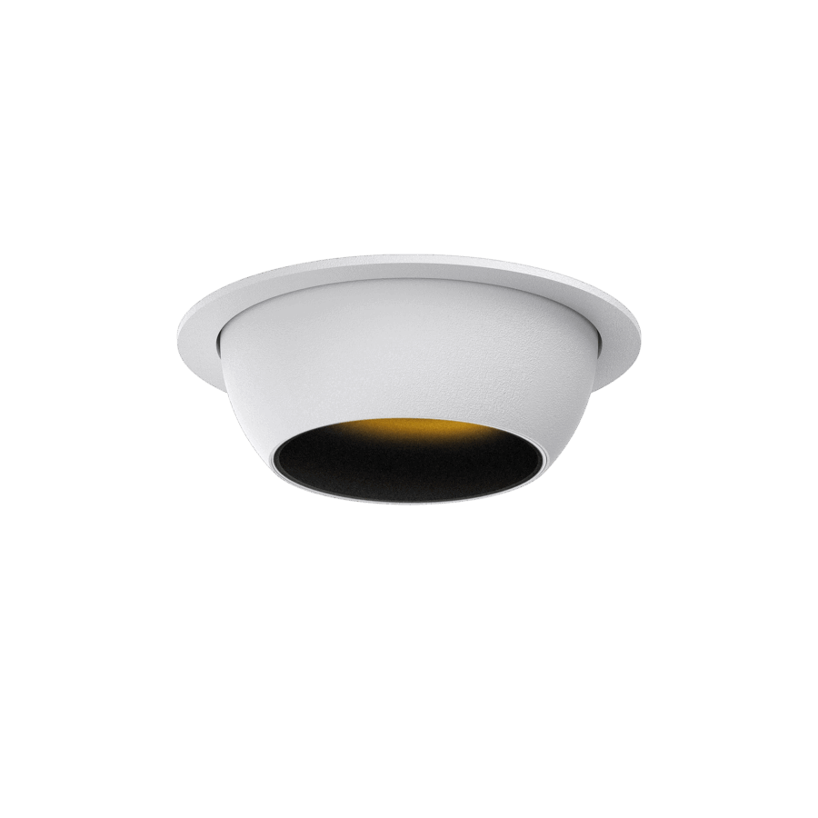 White version of the Dea Eros S MU-in with black gloss reflector, a recessed luminaire designed by Karizma Luce.