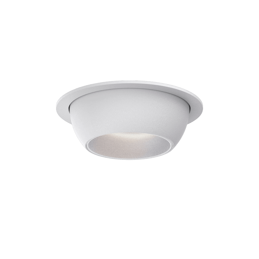 White version of the Dea Eros S MU-in with chrome reflector, a recessed luminaire designed by Karizma Luce.