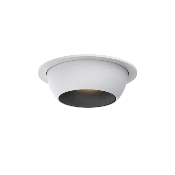White version of the Dea Eros S MU-in with black matt reflector, a recessed luminaire designed by Karizma Luce.