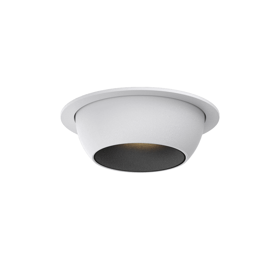 White version of the Dea Eros S MU-in with black matt reflector, a recessed luminaire designed by Karizma Luce.