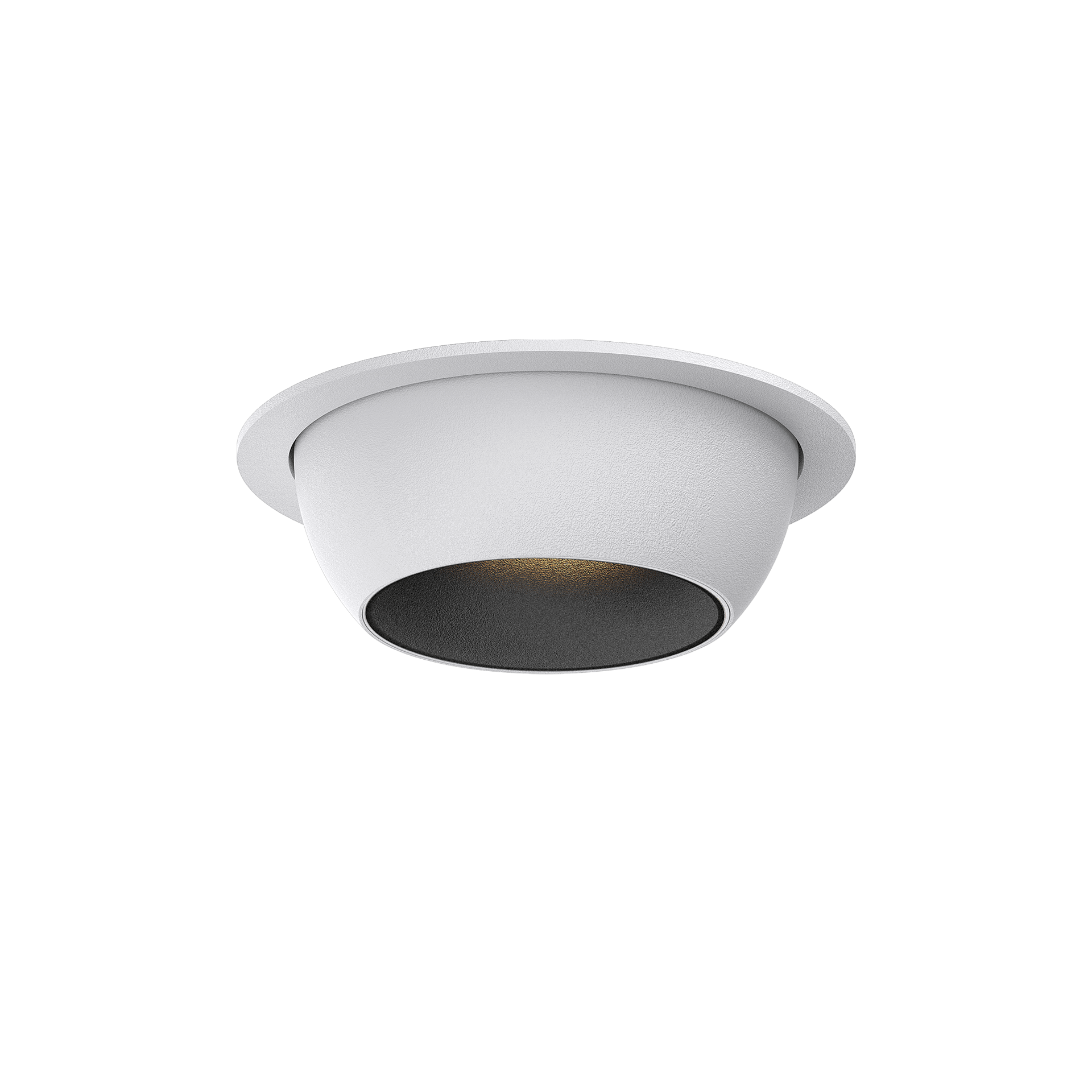 White version of the Dea Eros S MU-in with black matt reflector, a recessed luminaire designed by Karizma Luce.