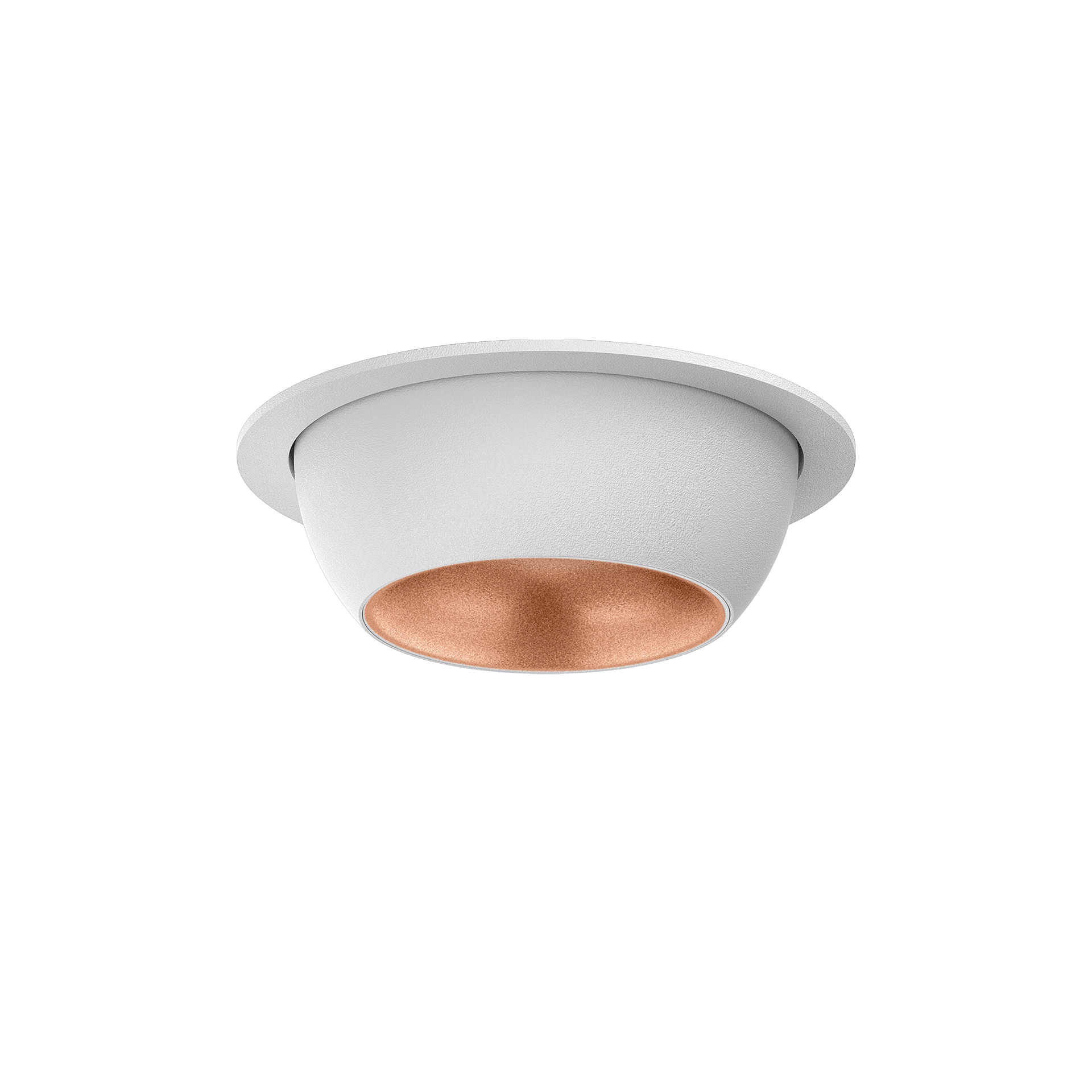 White version of the Dea Eros S MU-in with copper reflector, a recessed luminaire designed by Karizma Luce.