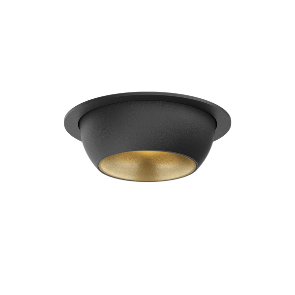 Black version of the Dea Eros S MU-in with golden reflector, a recessed luminaire designed by Karizma Luce.