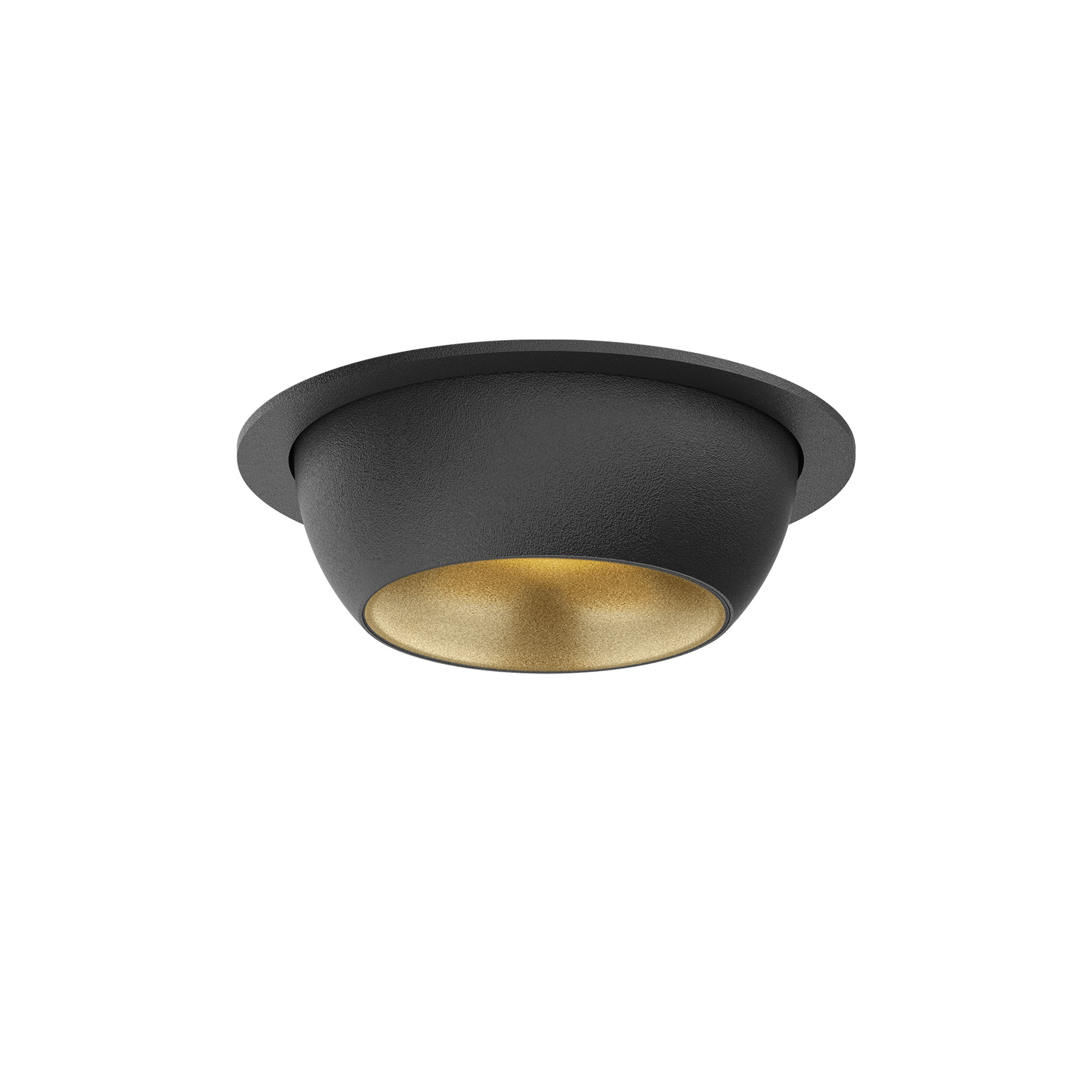 Black version of the Dea Eros S MU-in with golden reflector, a recessed luminaire designed by Karizma Luce.