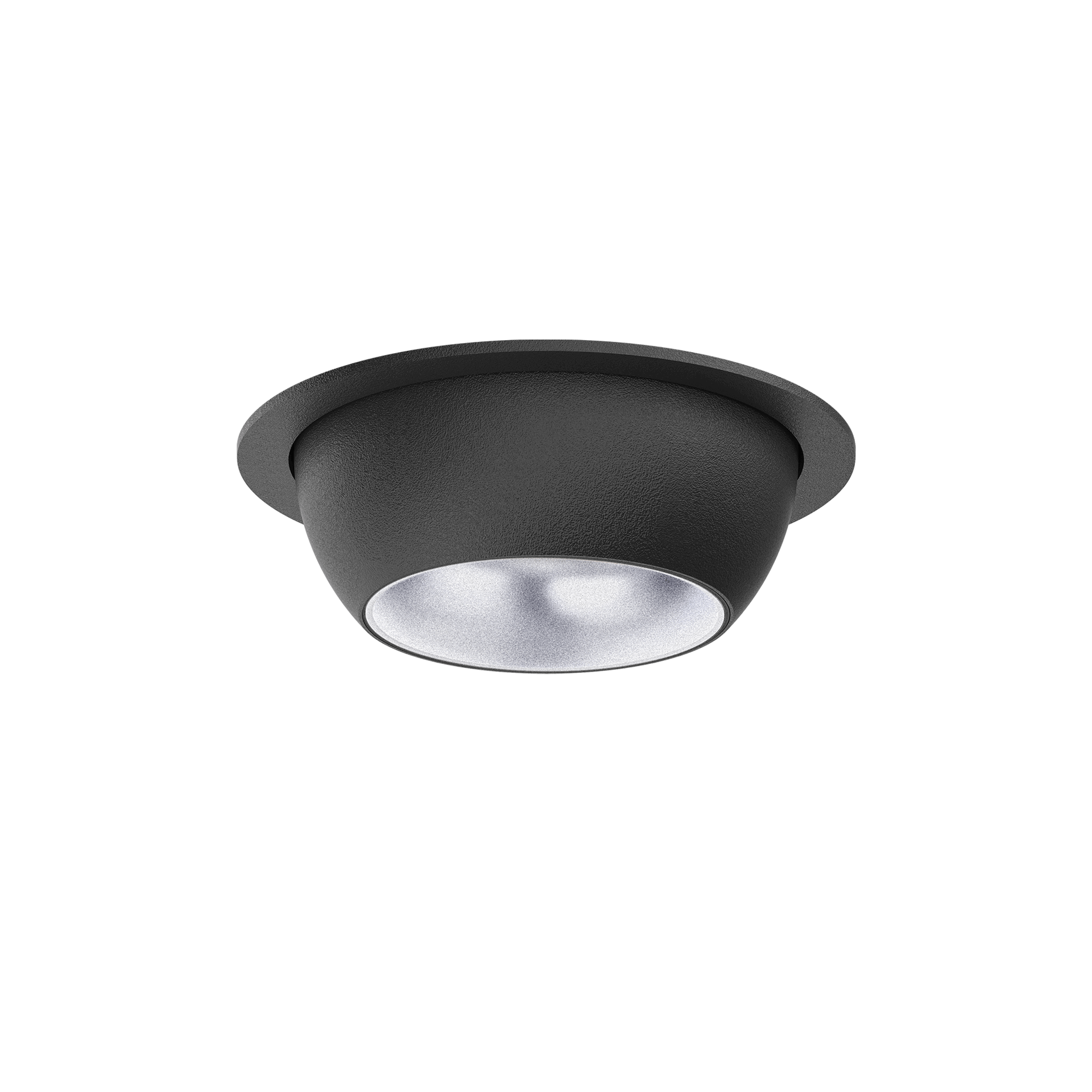 Black version of the Dea Eros S MU-in with silver reflector, a recessed luminaire designed by Karizma Luce.