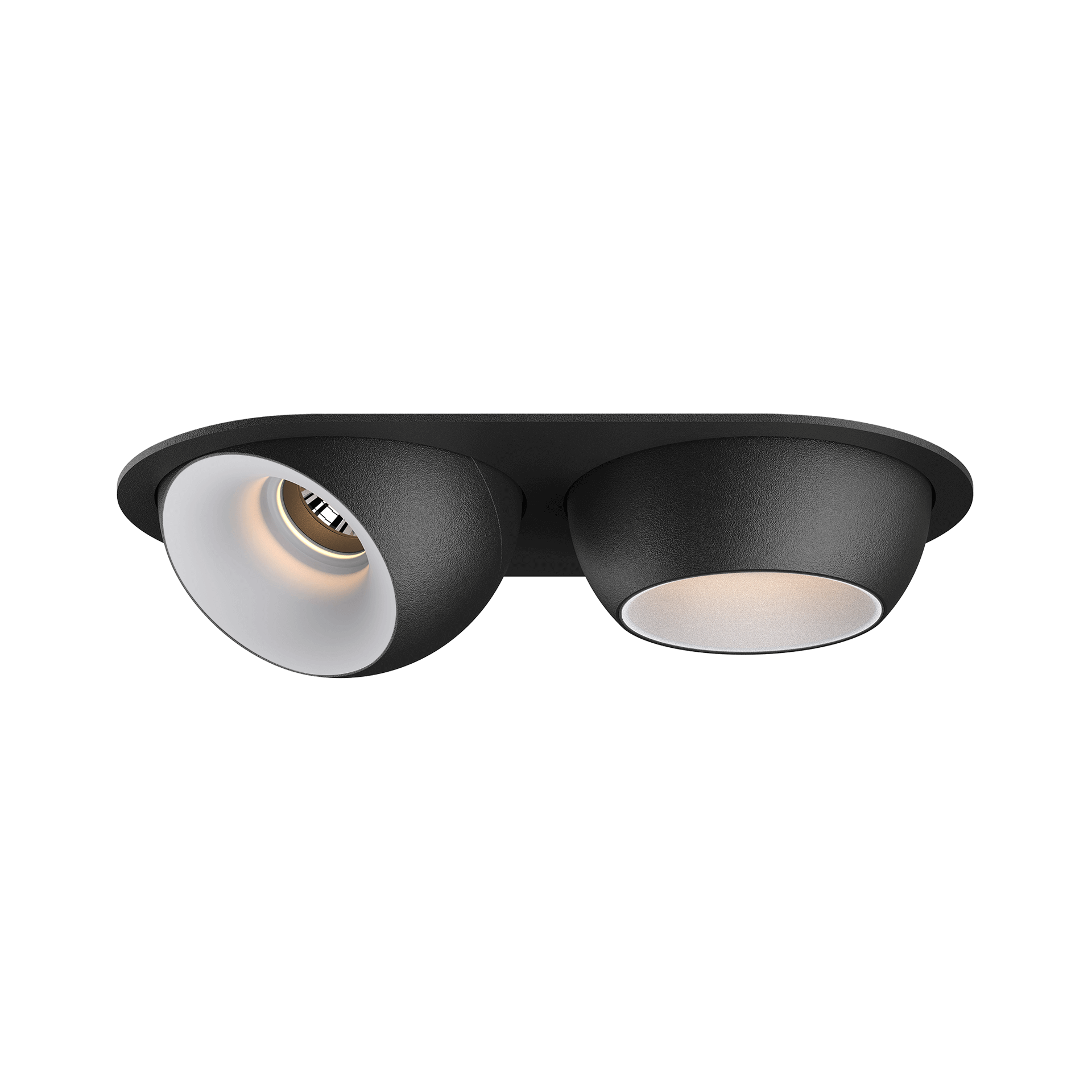 Black version of the Dea Eros S MU-in duo with white reflector, a recessed luminaire designed by Karizma Luce.