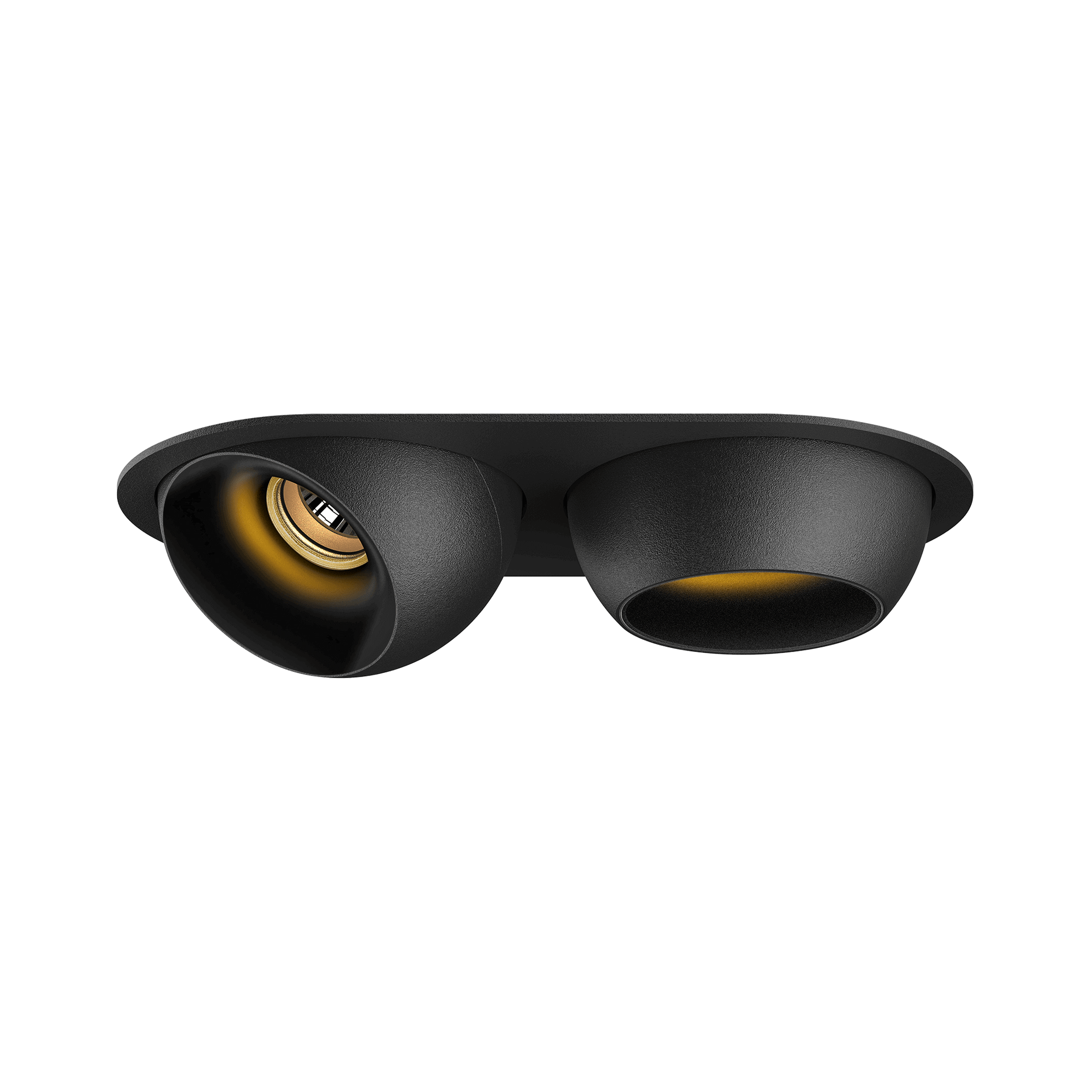 Black version of the Dea Eros S MU-in duo with black gloss reflector, a recessed luminaire designed by Karizma Luce.