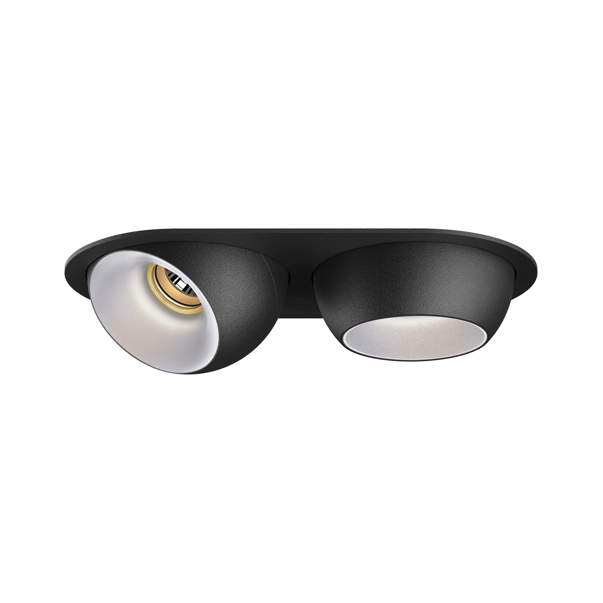 Black version of the Dea Eros S MU-in duo with chrome reflector, a recessed luminaire designed by Karizma Luce.