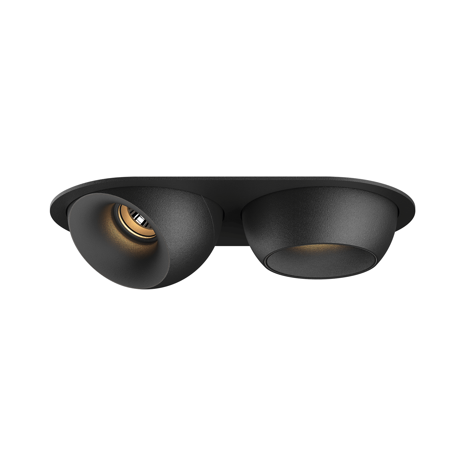 Black version of the Dea Eros S MU-in duo with black matt reflector, a recessed luminaire designed by Karizma Luce.