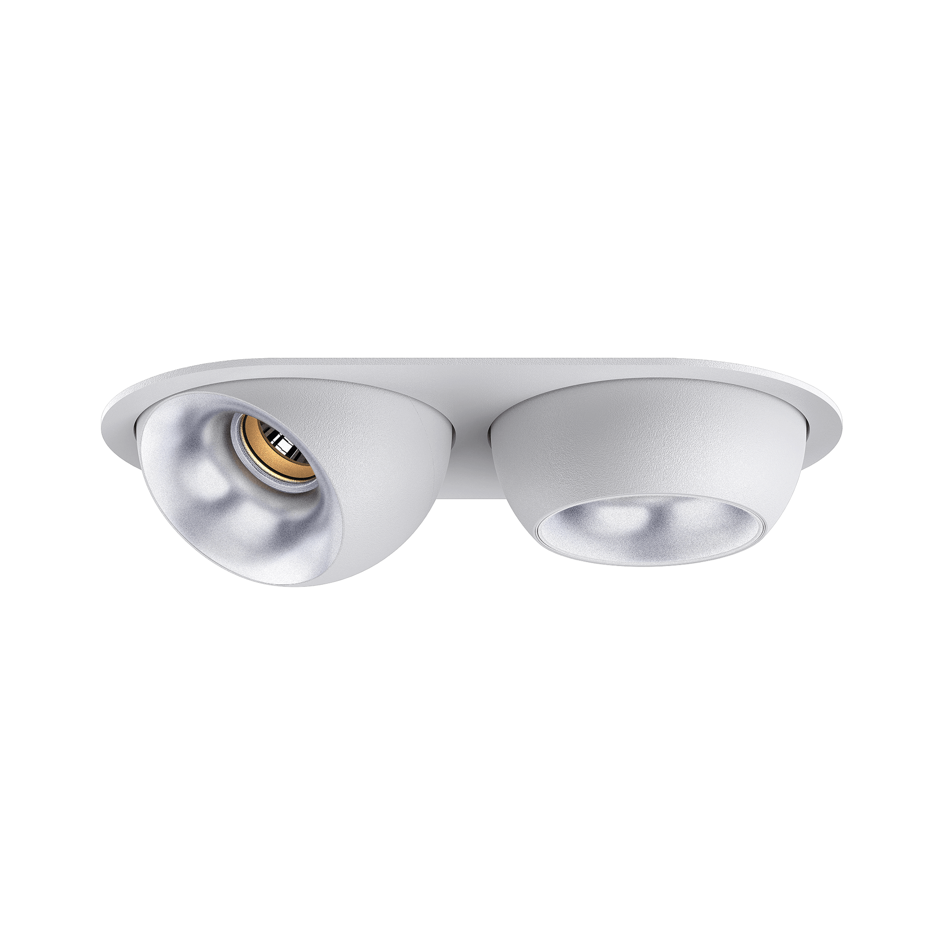 White version of the Dea Eros S MU-in duo with silver reflector, a recessed luminaire designed by Karizma Luce.