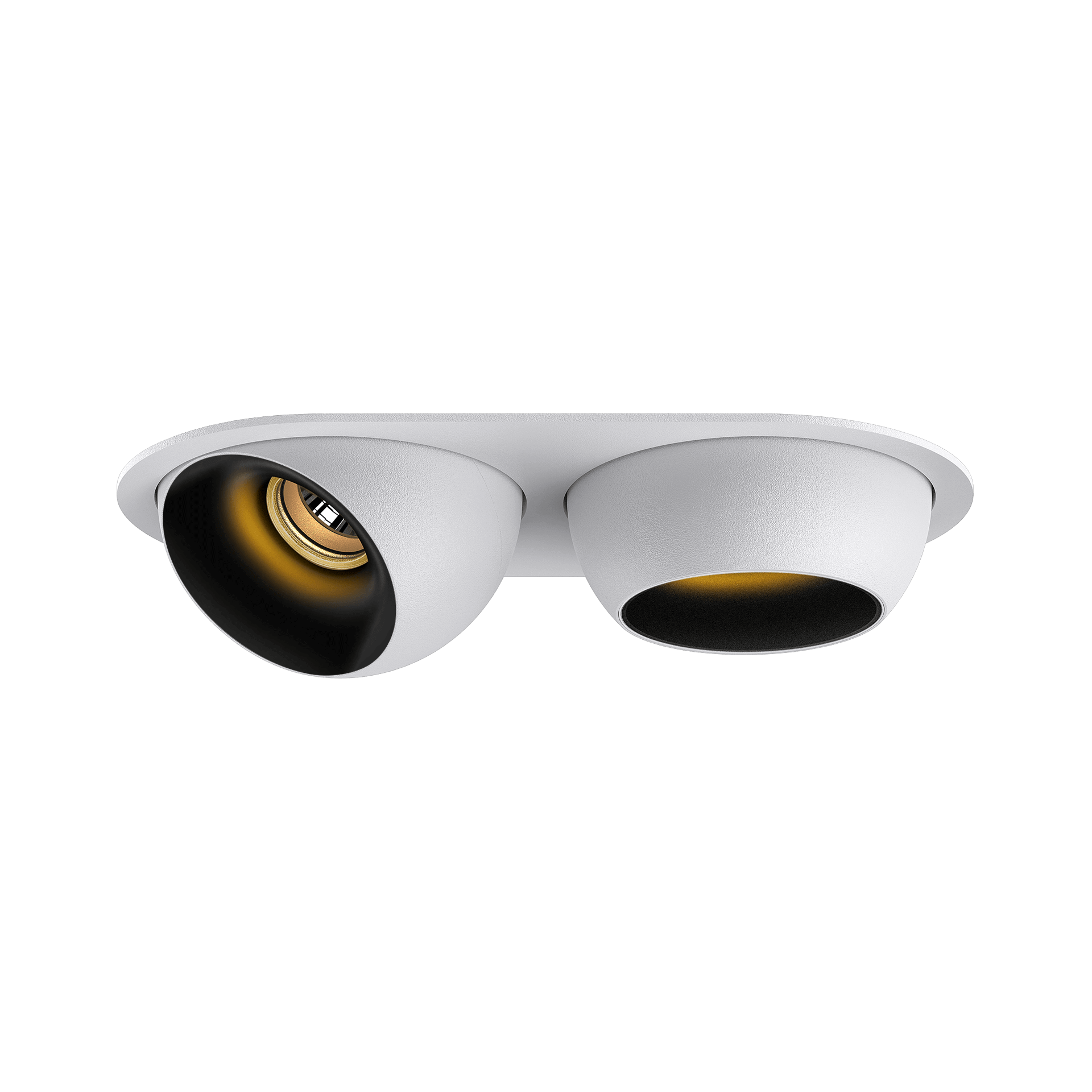 White version of the Dea Eros S MU-in duo with black gloss reflector, a recessed luminaire designed by Karizma Luce.