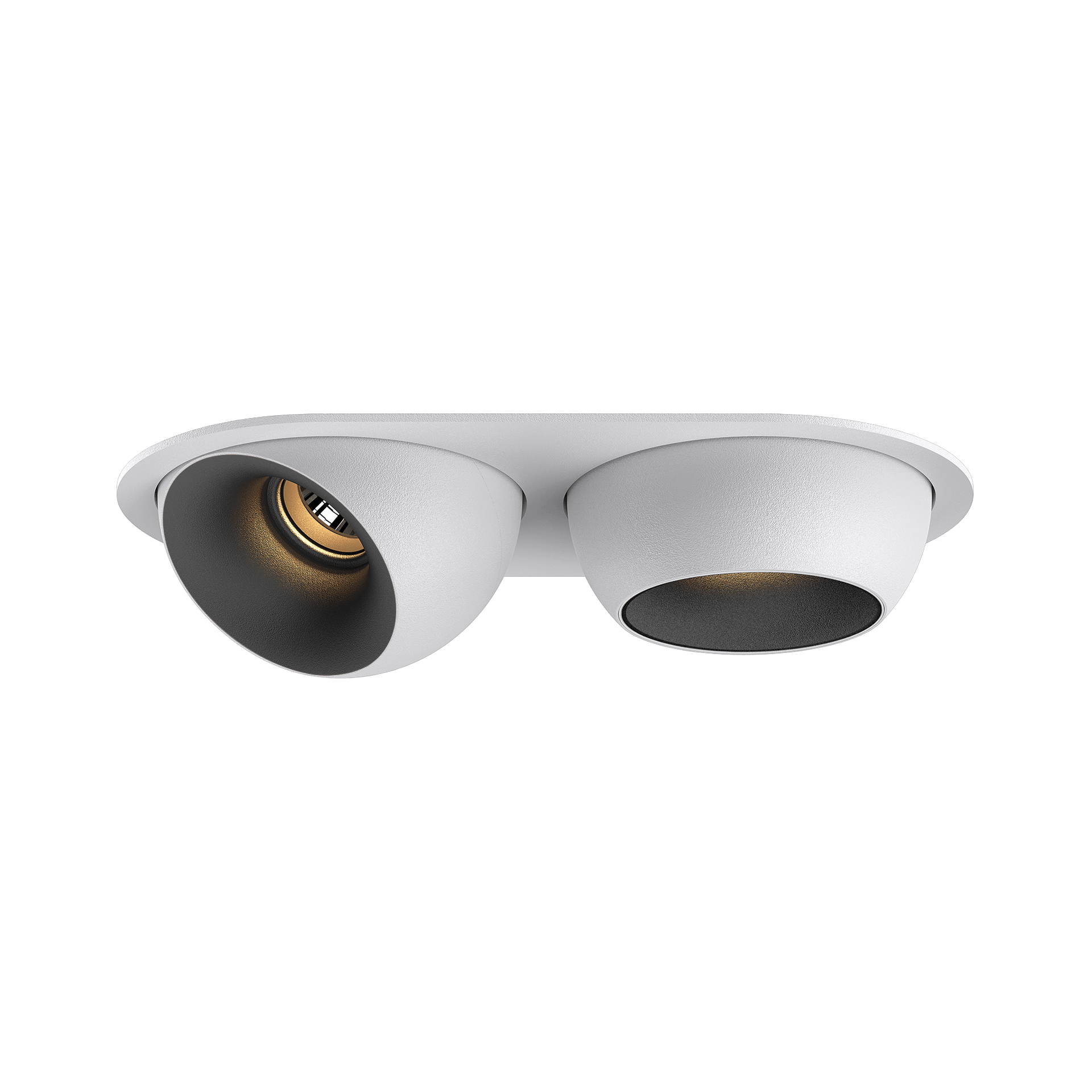 White version of the Dea Eros S MU-in duo with black matt reflector, a recessed luminaire designed by Karizma Luce.