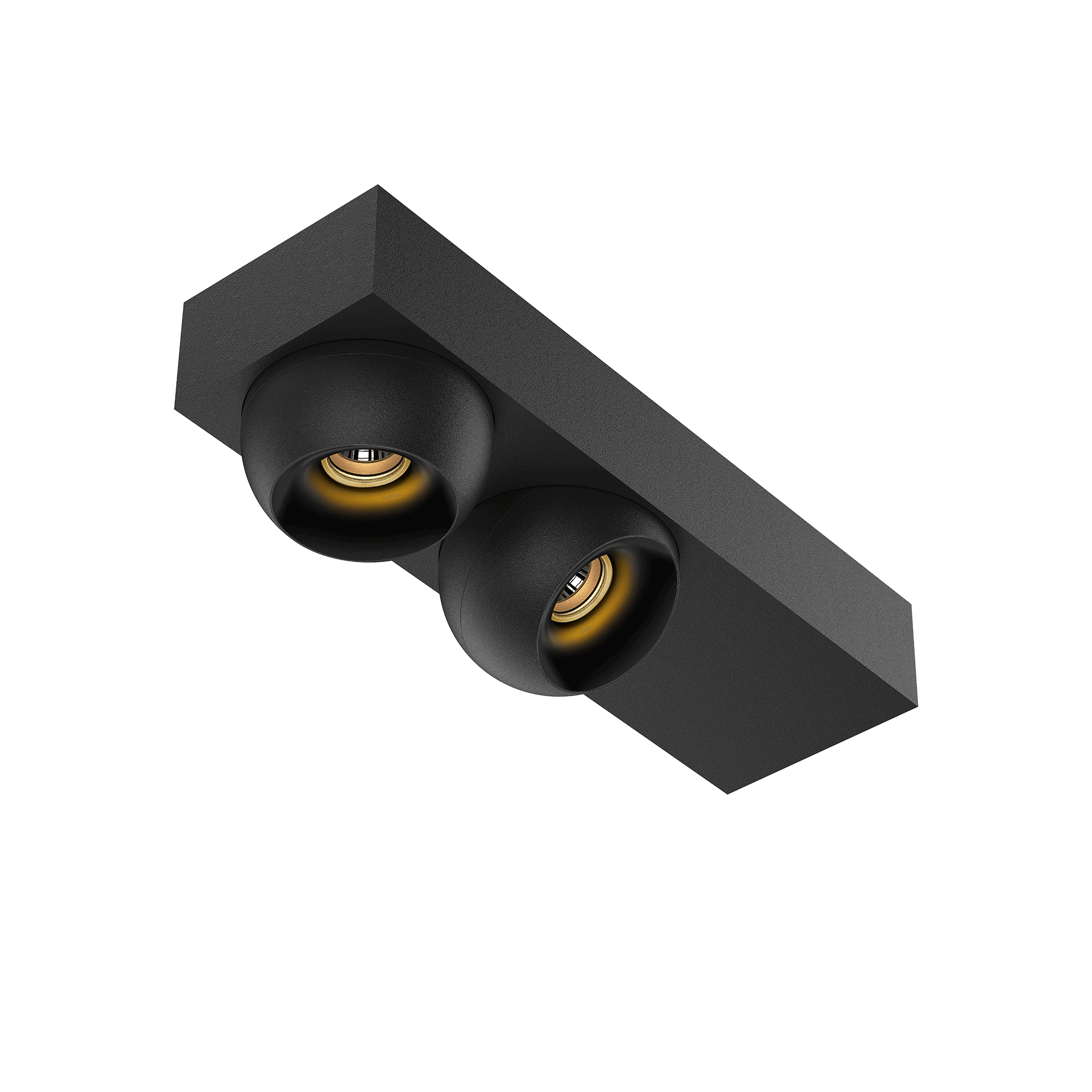 Black version of the Dea Eros S SC duo with black gloss reflector, a surface-mounted luminaire designed by Karizma Luce.