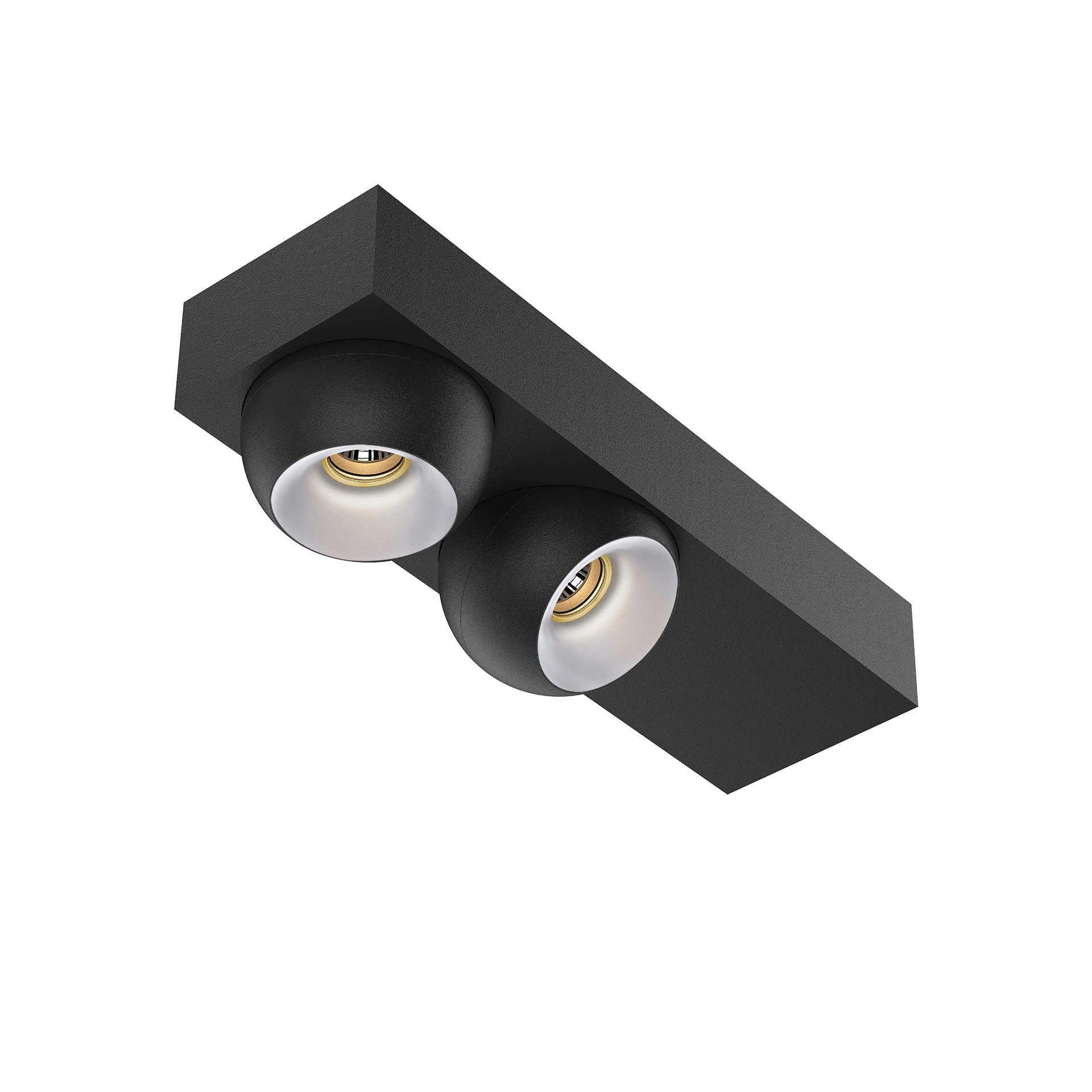 Black version of the Dea Eros S SC duo with chrome reflector, a surface-mounted luminaire designed by Karizma Luce.