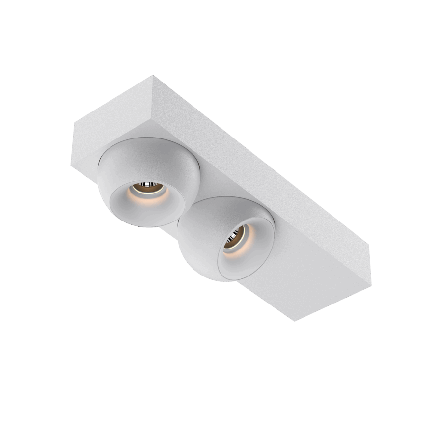 White version of the Dea Eros S SC duo with white reflector, a surface-mounted luminaire designed by Karizma Luce.