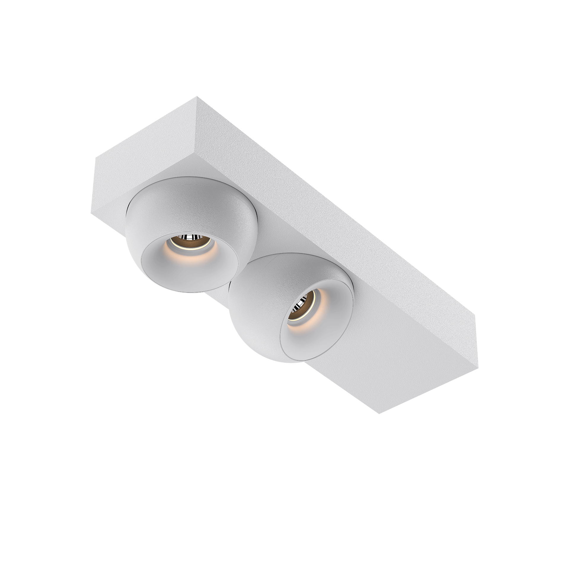 White version of the Dea Eros S SC duo with white reflector, a surface-mounted luminaire designed by Karizma Luce.