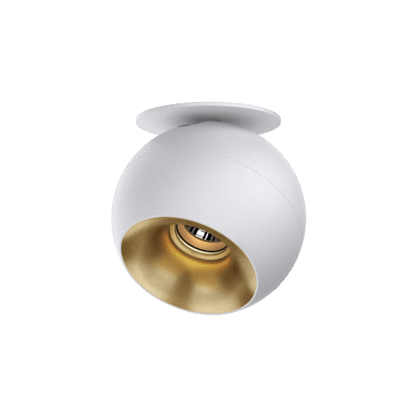 White version of the Dea Eros S TU-in with golden reflector, a surface-mounted luminaire designed by Karizma Luce.
