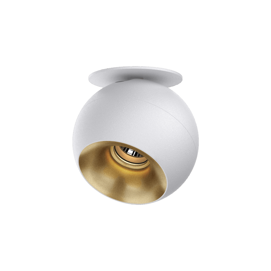 White version of the Dea Eros S TU-in with golden reflector, a surface-mounted luminaire designed by Karizma Luce.