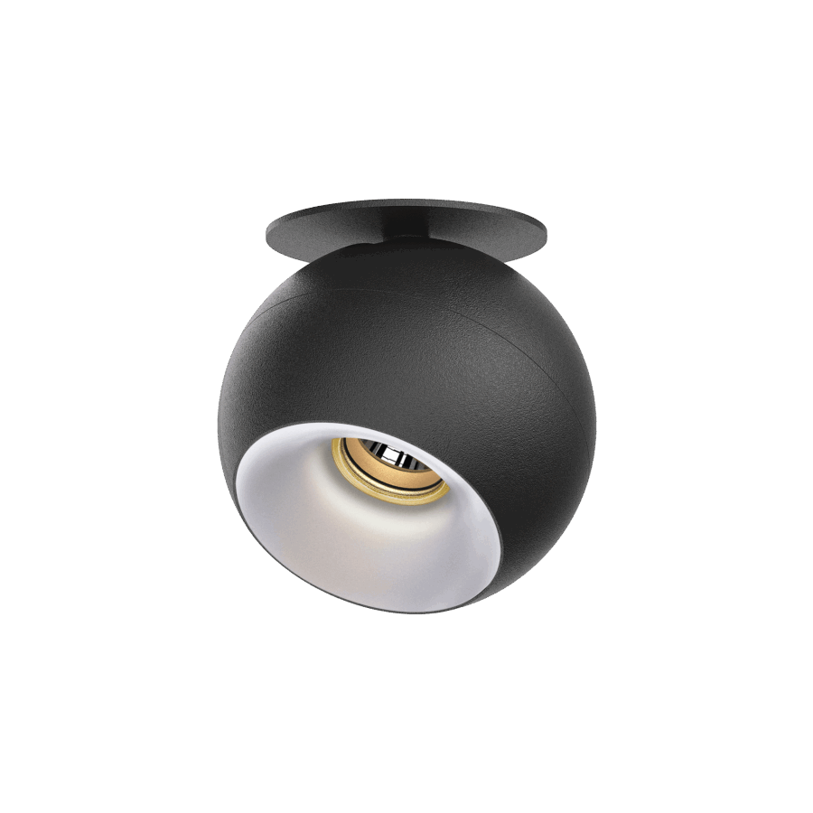 Black version of the Dea Eros S TU-in with chrome reflector, a surface-mounted luminaire designed by Karizma Luce.