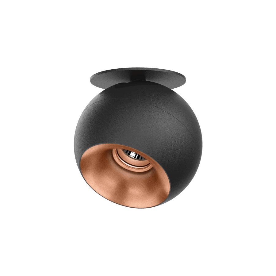 Black version of the Dea Eros S TU-in with copper reflector, a surface-mounted luminaire designed by Karizma Luce.