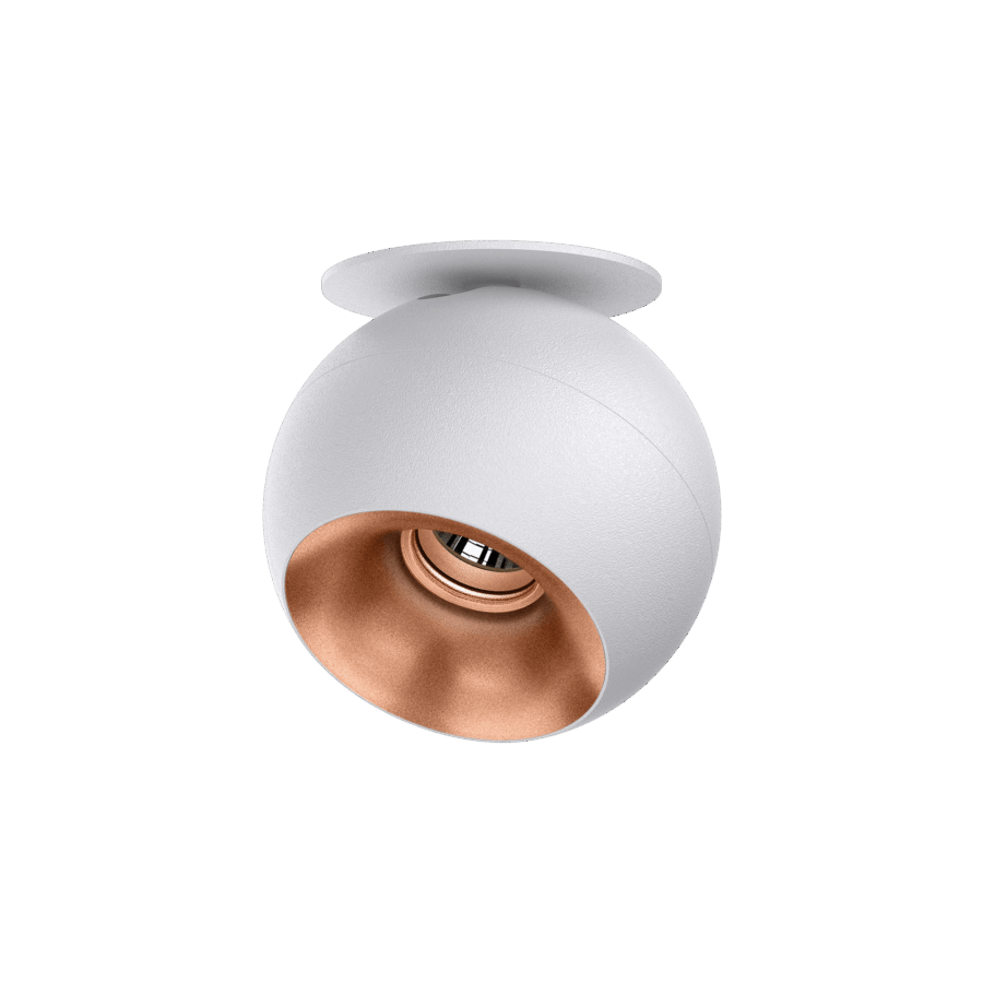 White version of the Dea Eros S TU-in with copper reflector, a surface-mounted luminaire designed by Karizma Luce.