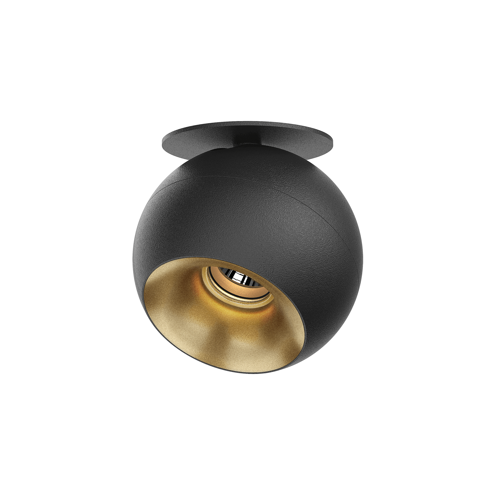 Black version of the Dea Eros S TU-in with golden reflector, a surface-mounted luminaire designed by Karizma Luce.