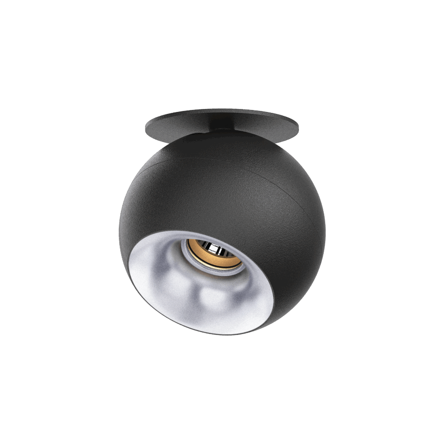 Black version of the Dea Eros S TU-in with silver reflector, a surface-mounted luminaire designed by Karizma Luce.