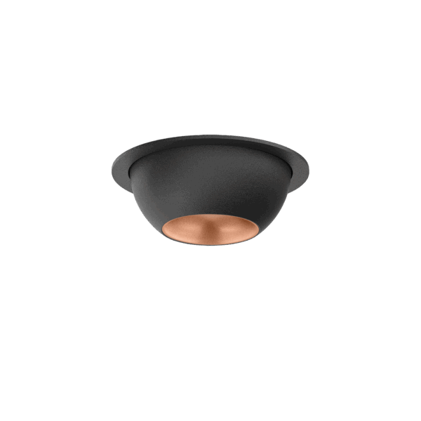 Black version of the Dea Eros XS MU-in with copper reflector, a luminaire designed by Karizma Luce.