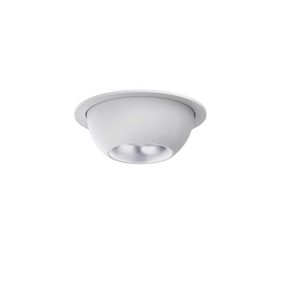 White version of the Dea Eros XS MU-in with silver reflector, a recessed luminaire designed by Karizma Luce.