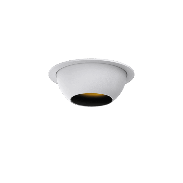 White version of the Dea Eros XS MU-in with black gloss reflector, a recessed luminaire designed by Karizma Luce.