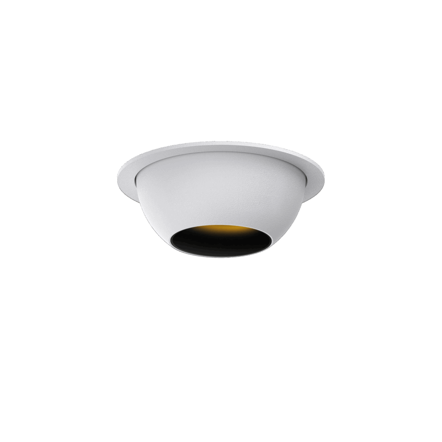 White version of the Dea Eros XS MU-in with black gloss reflector, a recessed luminaire designed by Karizma Luce.
