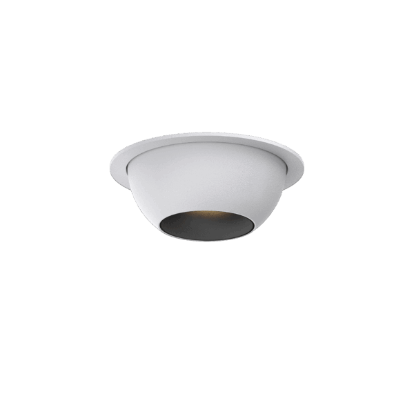 White version of the Dea Eros XS MU-in with black matt reflector, a recessed luminaire designed by Karizma Luce.