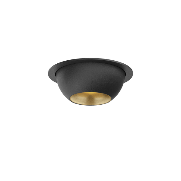 Black version of the Dea Eros XS MU-in with golden reflector, a recessed luminaire designed by Karizma Luce.