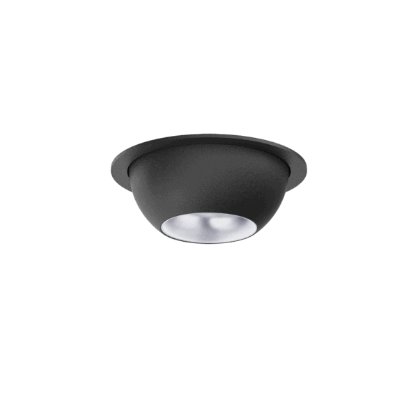 Black version of the Dea Eros XS MU-in with silver reflector, a recessed luminaire designed by Karizma Luce.