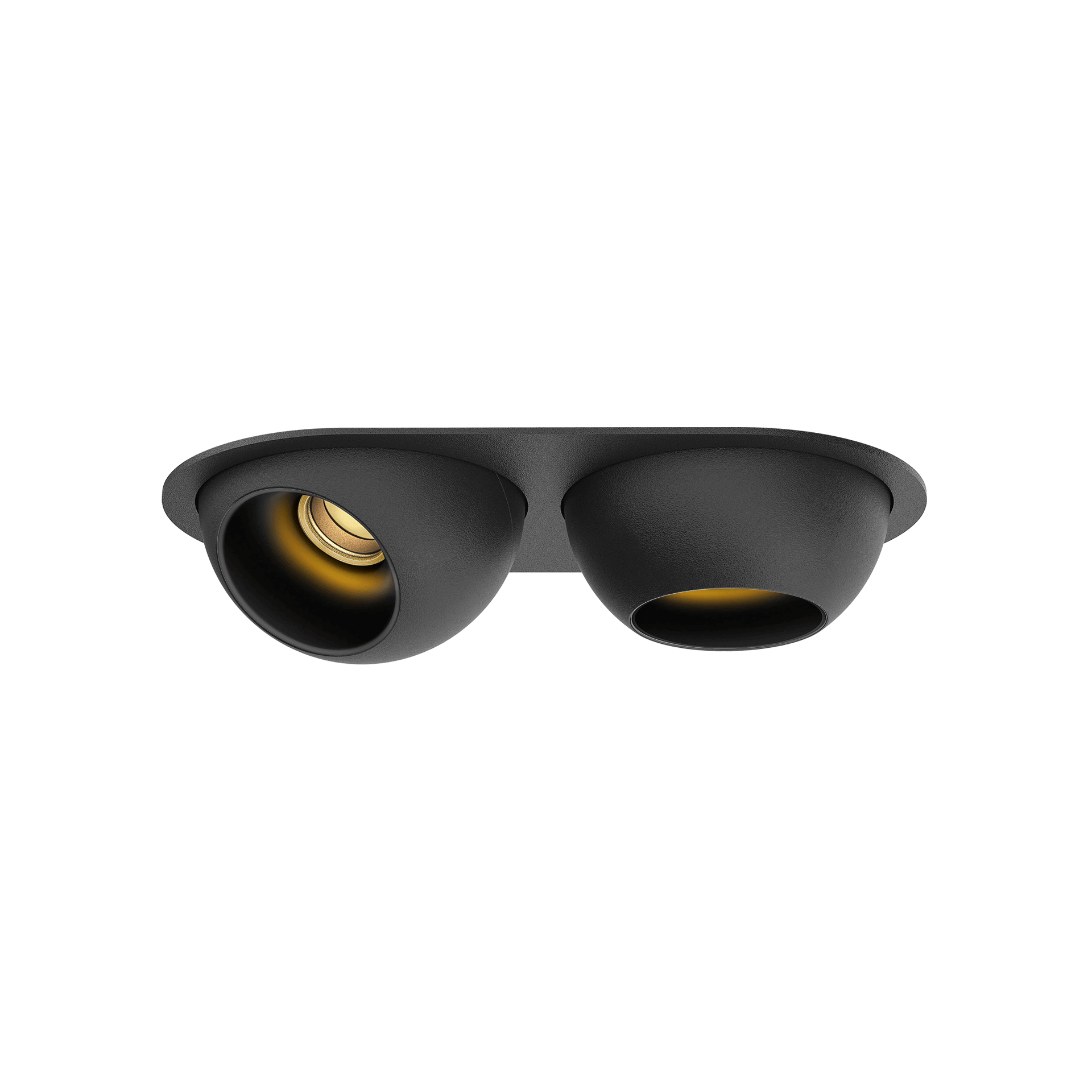 Black version of the Dea Eros XS MU-in duo with black gloss reflector, a recessed luminaire designed by Karizma Luce.