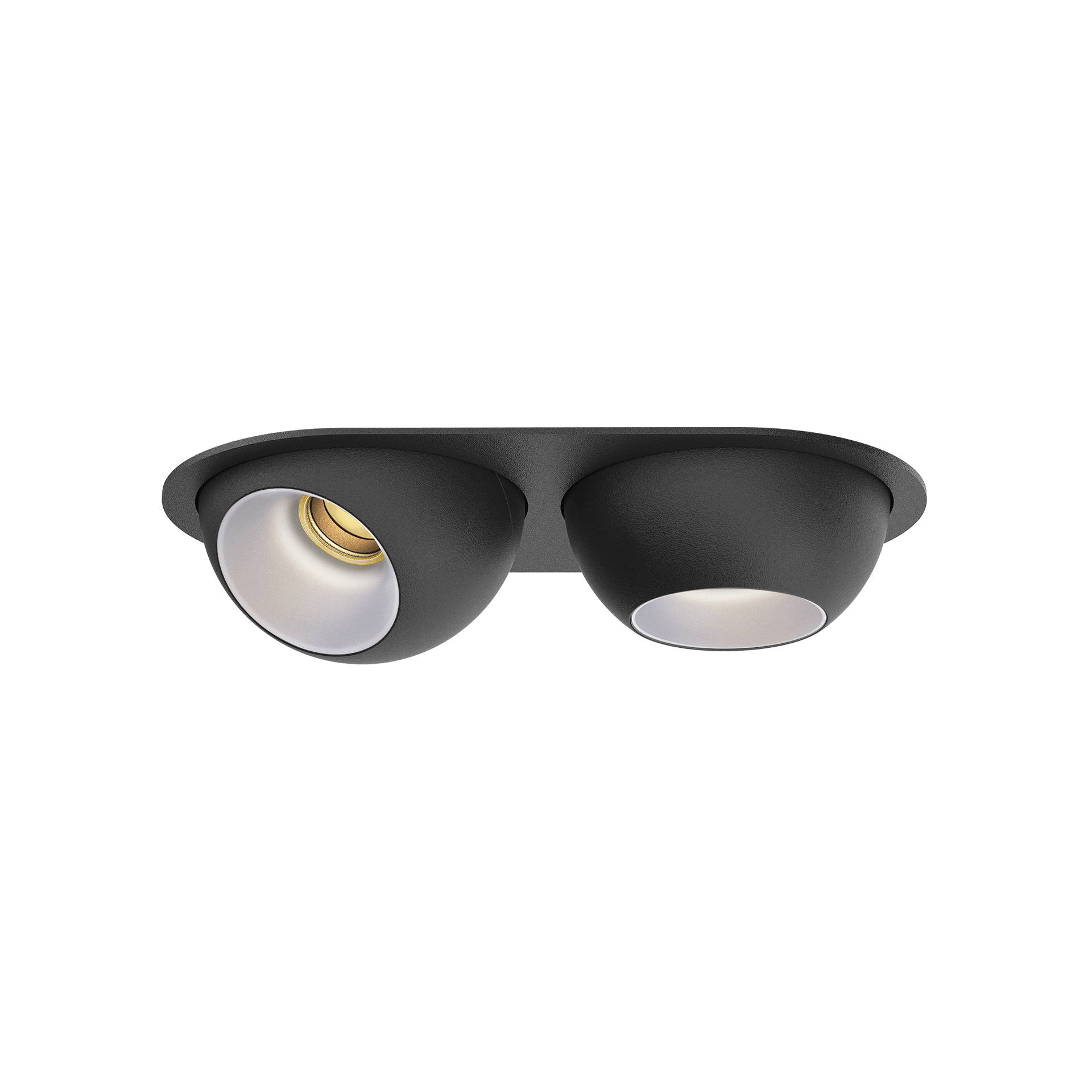 Black version of the Dea Eros XS MU-in duo with chrome reflector, a recessed luminaire designed by Karizma Luce.