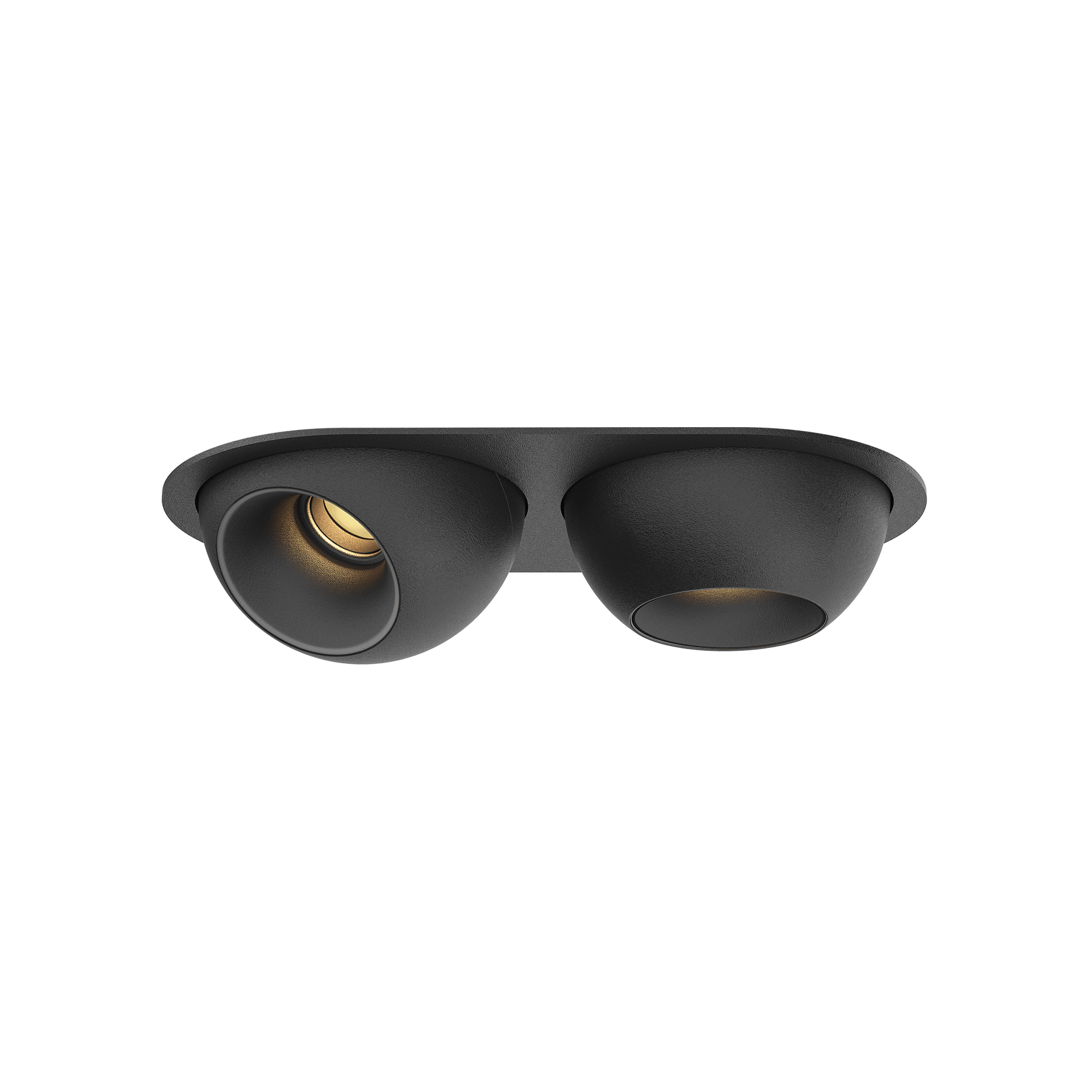 Black version of the Dea Eros XS MU-in duo with black matt reflector, a recessed luminaire designed by Karizma Luce.