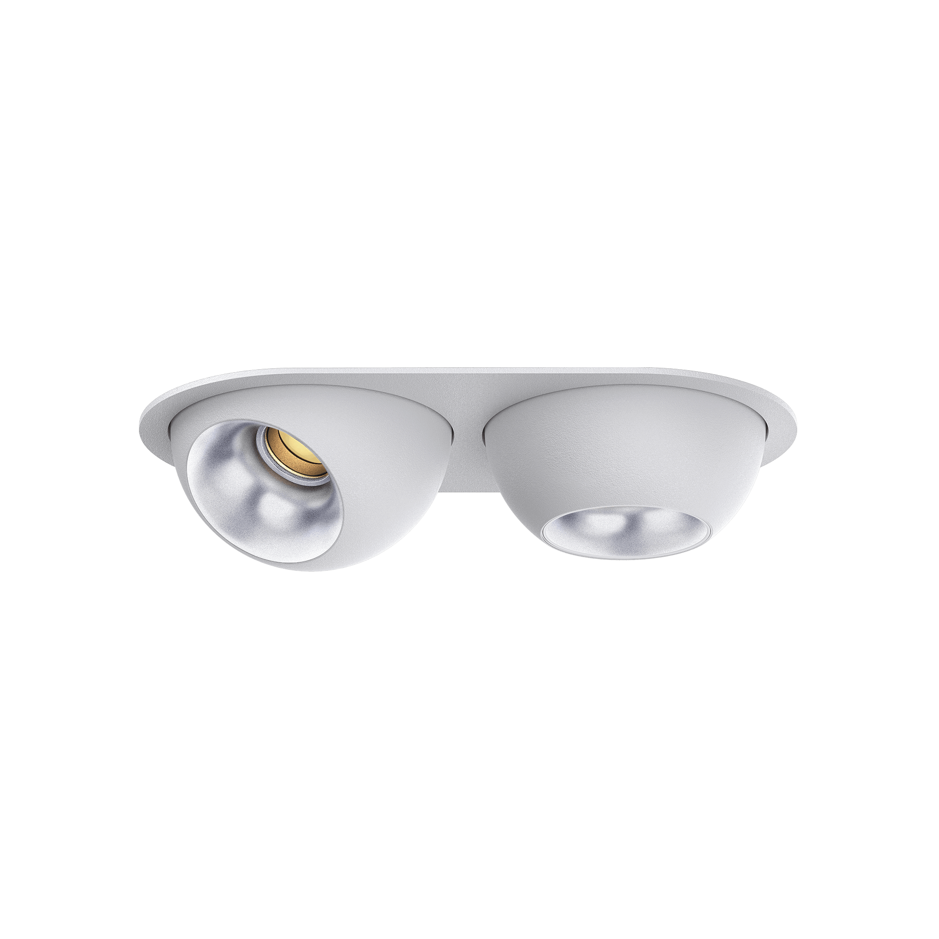 White version of the Dea Eros XS MU-in duo with silver reflector, a recessed luminaire designed by Karizma Luce.