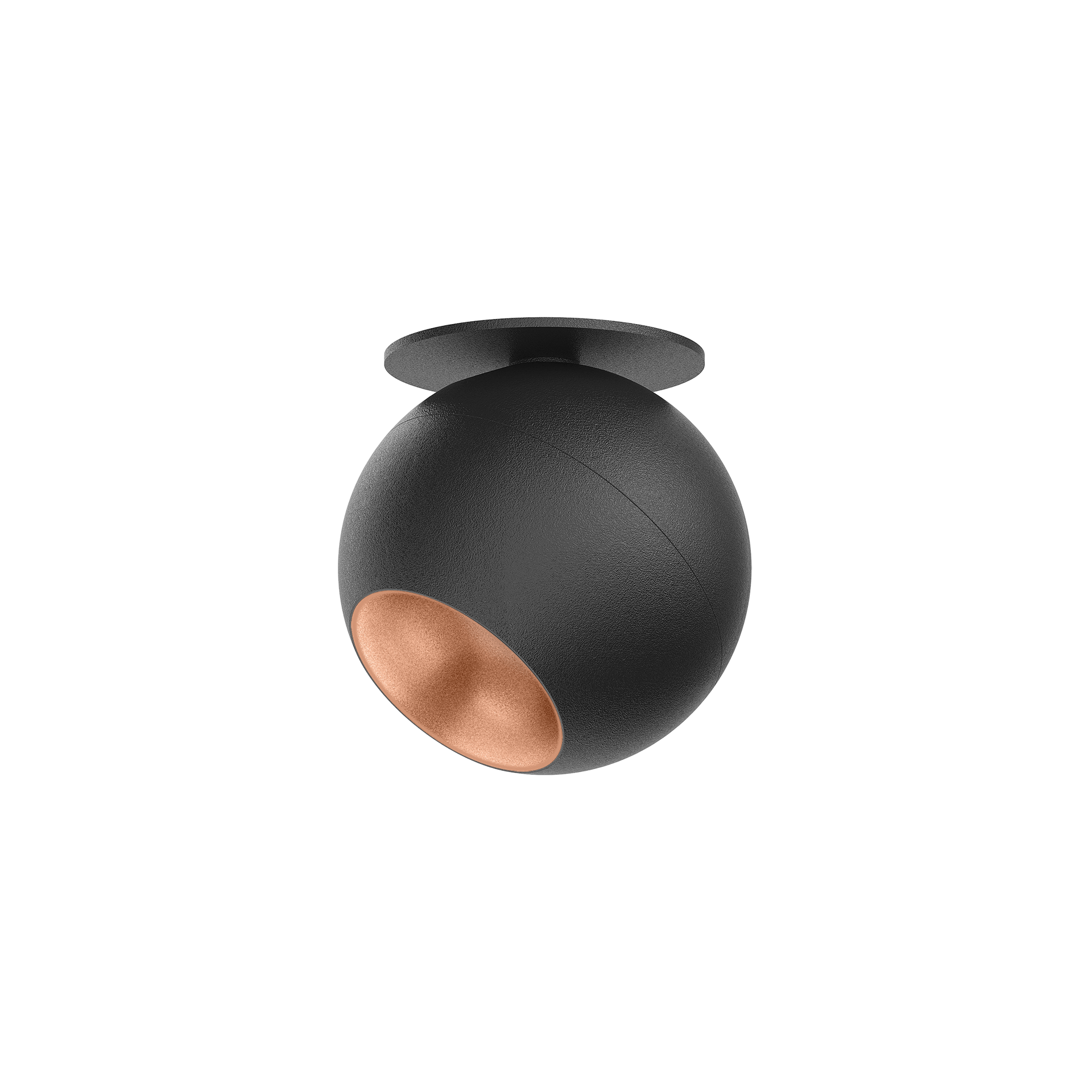 Black version of the Dea Eros XS TU-in with copper reflector, a surface-mounted luminaire designed by Karizma Luce.