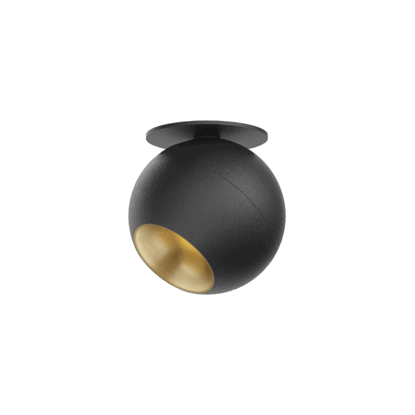 Black version of the Dea Eros XS TU-in with golden reflector, a surface-mounted luminaire designed by Karizma Luce.