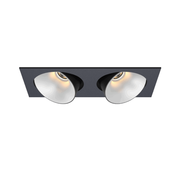 Black version of the Dea Ceres M duo with white reflector, an adjustable recessed luminaire designed by Karizma Luce.