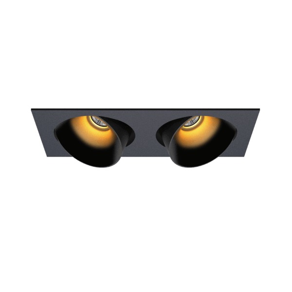 Black version of the Dea Ceres M duo with black gloss reflector, an adjustable recessed luminaire designed by Karizma Luce.
