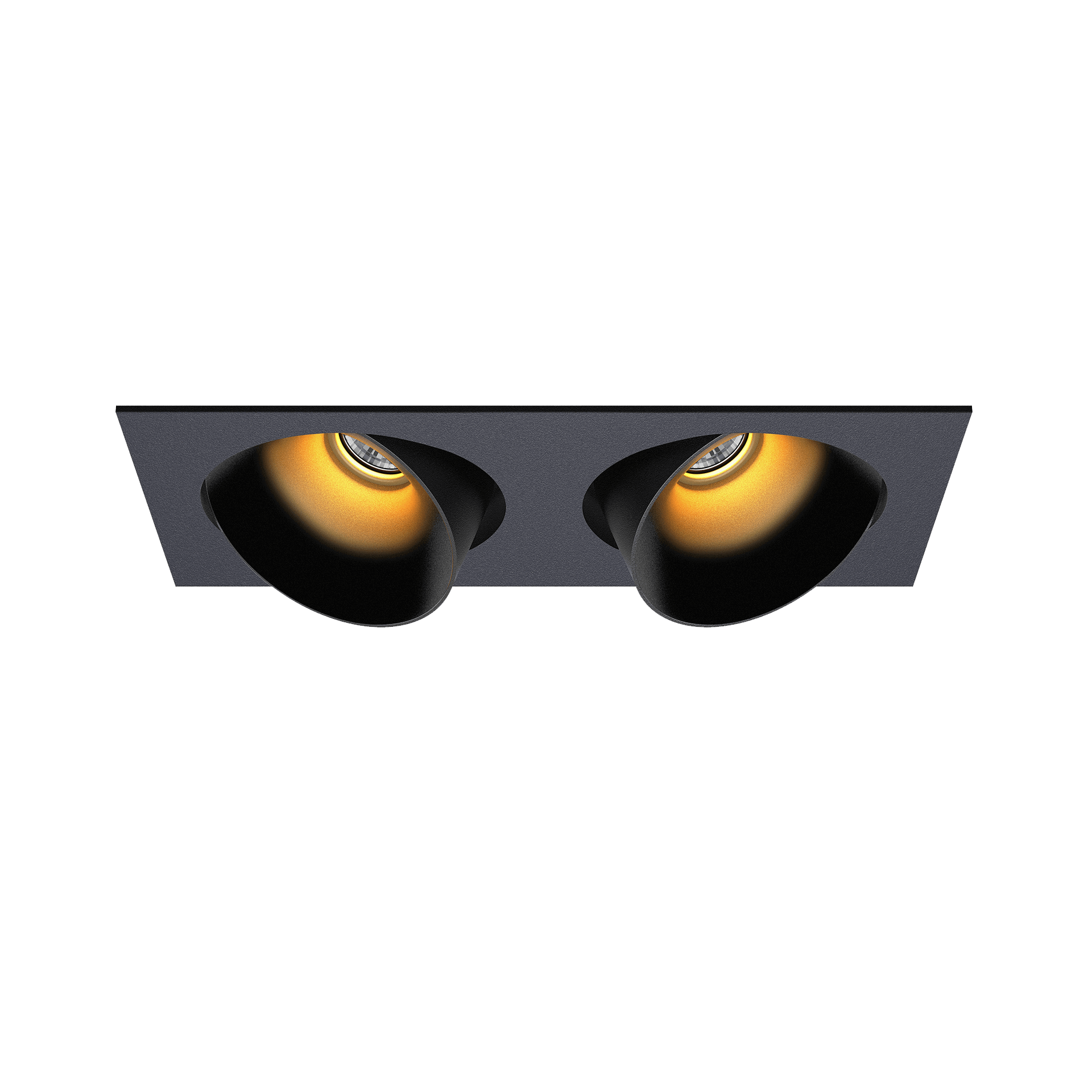 Black version of the Dea Ceres M duo with black gloss reflector, an adjustable recessed luminaire designed by Karizma Luce.