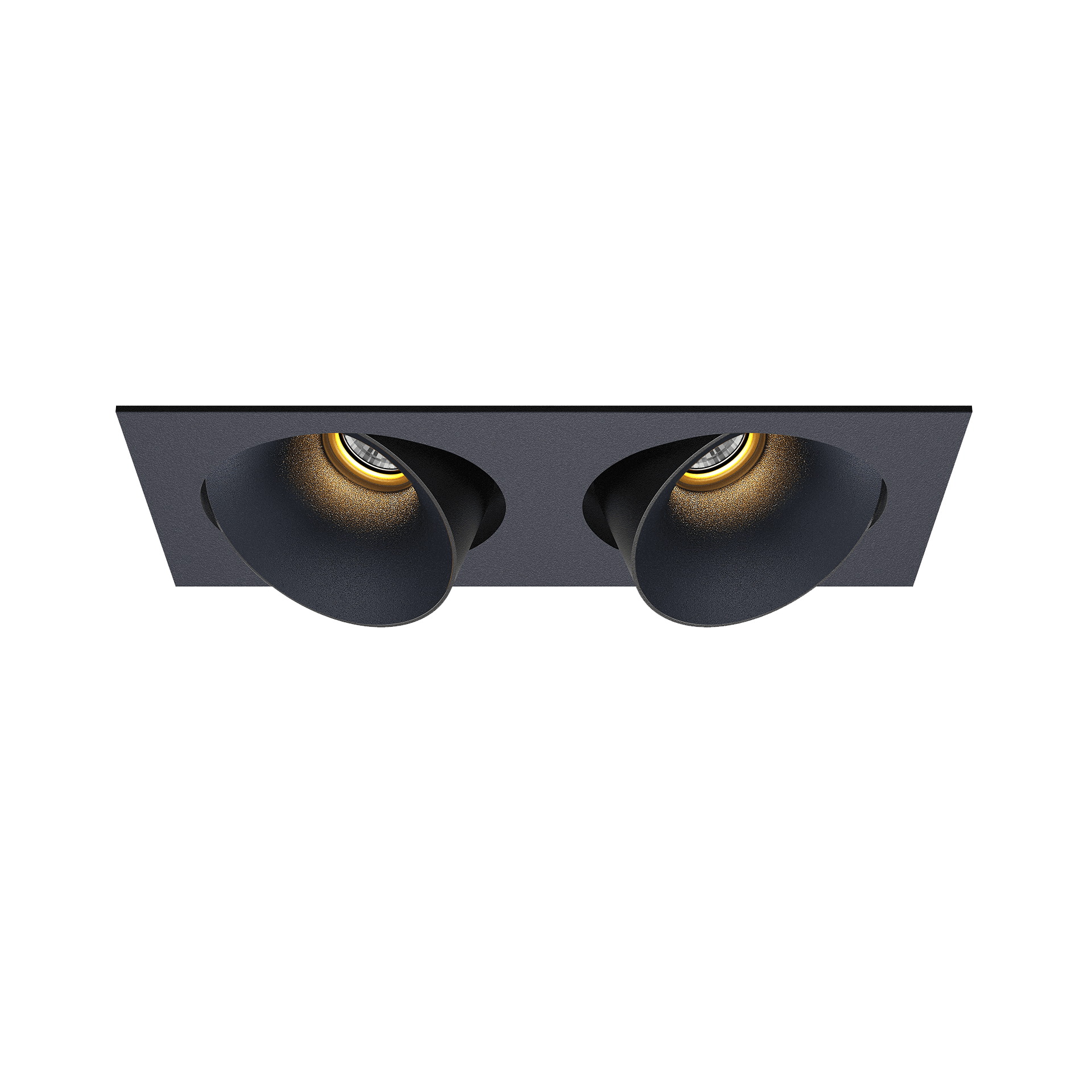 Black version of the Dea Ceres M duo with black matt reflector, an adjustable recessed luminaire designed by Karizma Luce.