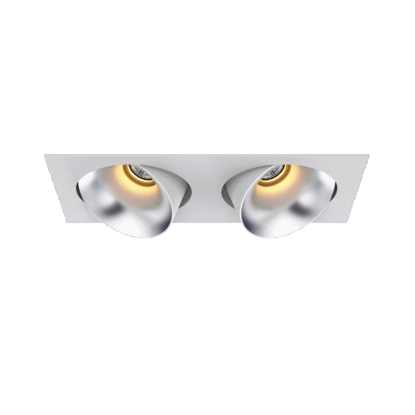 Black version of the Dea Ceres M duo with silver reflector, an adjustable recessed luminaire designed by Karizma Luce.